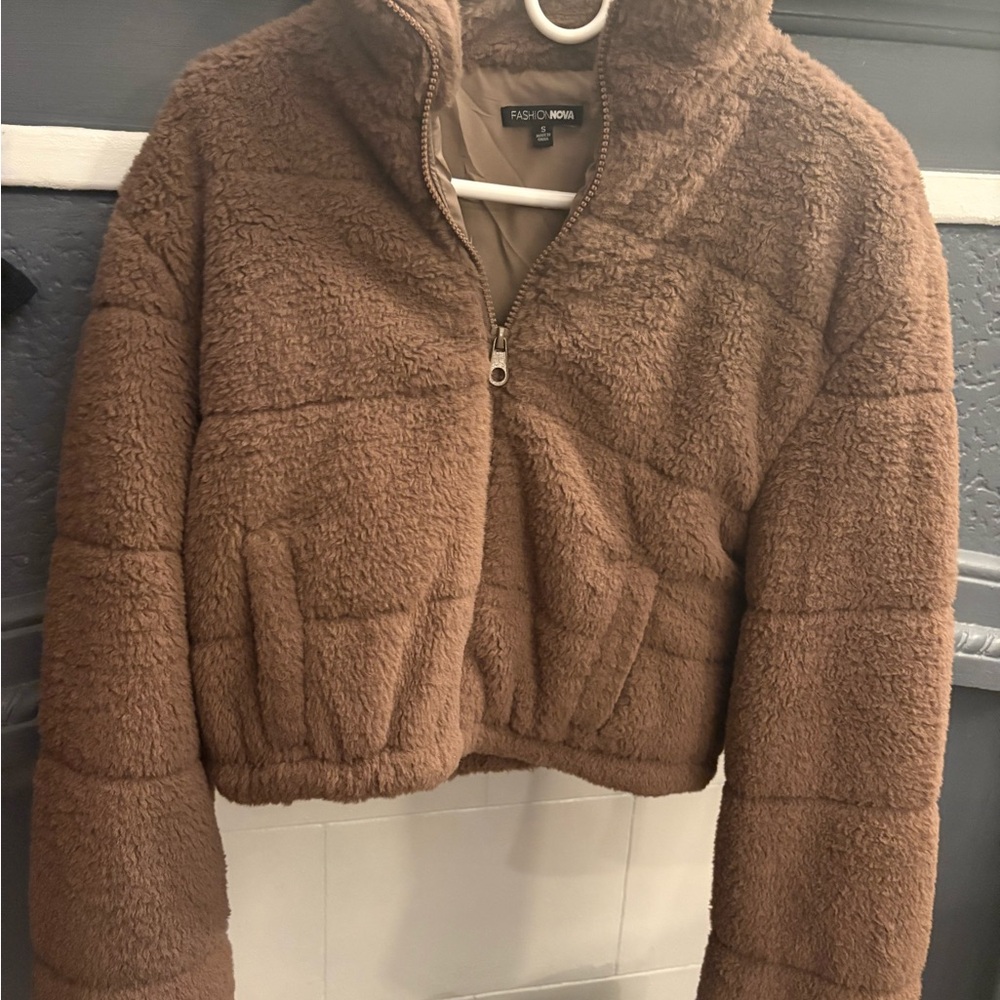 Fashion Nova Brown Teddy Jacket